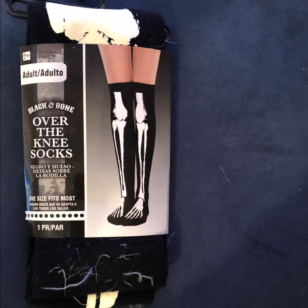 Over-the-Knee Skeleton Socks - Black